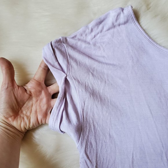 Free People Lavender Striped Embroidered Tee Sz XS - Picture 6 of 10